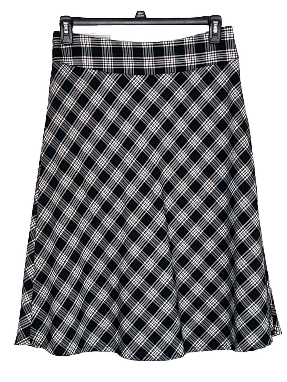 Black Plaid Midi Skirt size 8 Bias Cut Preppy Academia Twee
